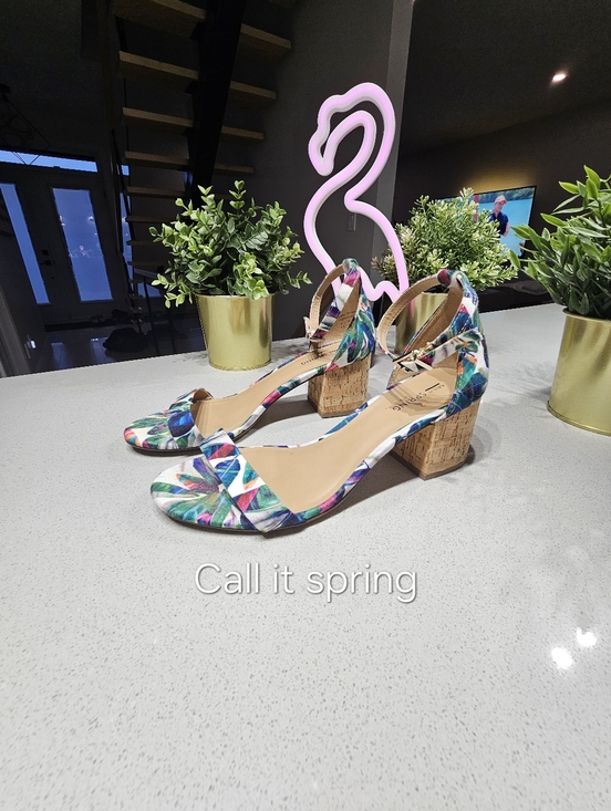 Call It Spring Shoes - Call It Spring Multicolor Floral Cork Block Heel Sandals
